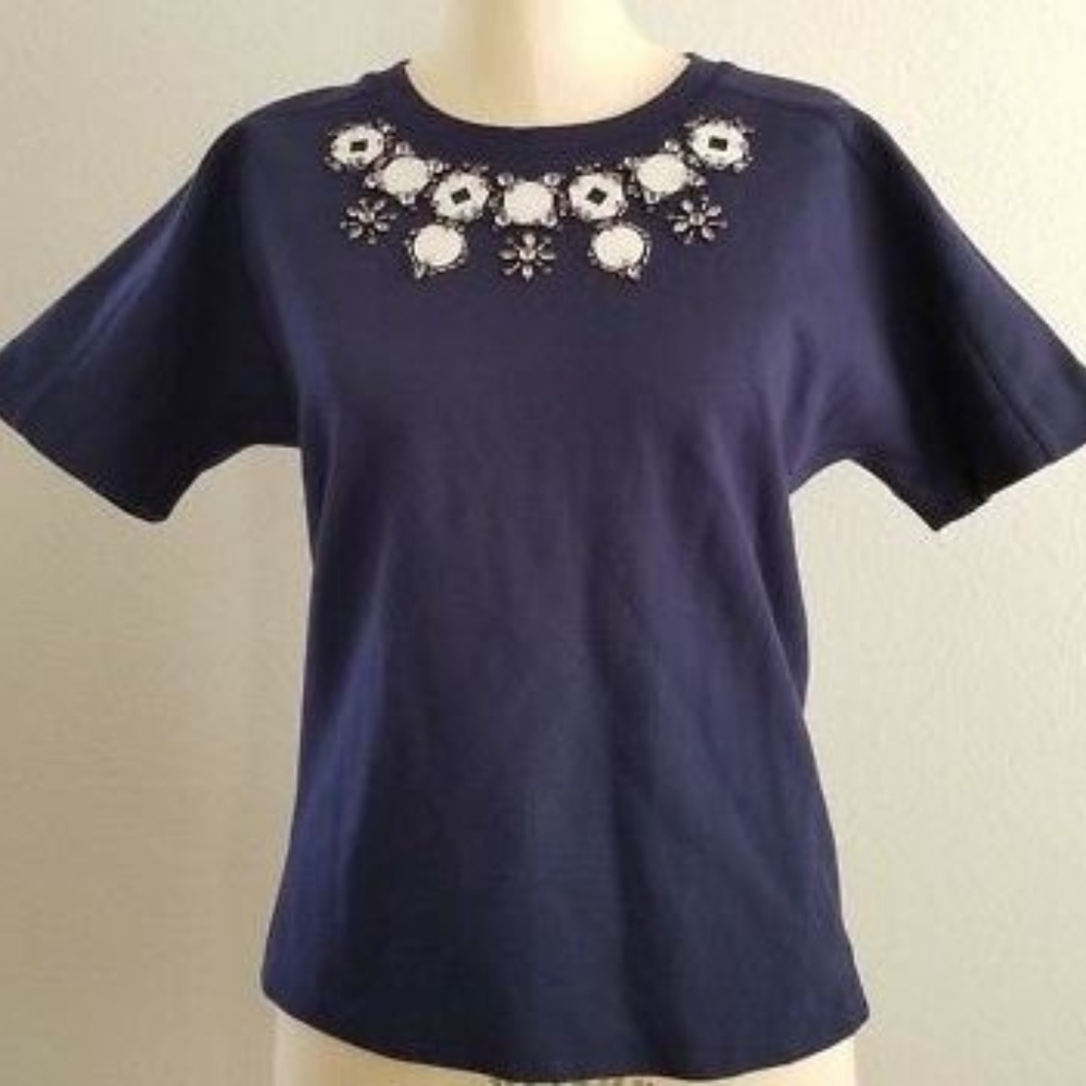 J CREW Structured Necklace T-Shirt Top